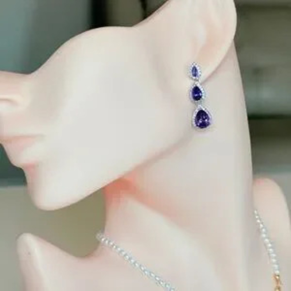 ?? Elegant Purple Teardrop Drop Earrings - Women Jewelry
